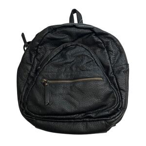 Under One Sky Solid Black Pebbled Leather Backpack w/ Multiple Pockets, NWT!